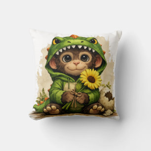 Cute Dino Baby Flower Pillow Kawaii Animal Kissen