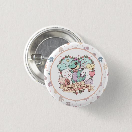 Cute Dino Birthday Party Button (Vorne & Hinten)