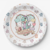 Cute Dino Birthday Personalized Pappteller (Vorderseite)