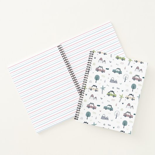 Cute Dino Cars Pattern Notizblock (Innenseite)