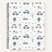 Cute Dino Cars Pattern Notizblock (Vorderseite)