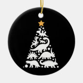 Cute Dino Christmas Tree Funny Dinosaur Holiday Keramik Ornament (Vorne)