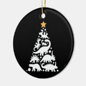 Cute Dino Christmas Tree Funny Dinosaur Holiday Keramik Ornament (Links)
