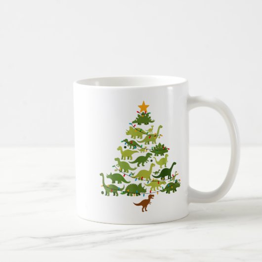 Cute Dino Christmas Tree Merry Dinomas Xmas Lights Kaffeetasse (Rechts)