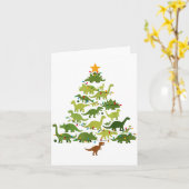 Cute Dino Christmas Tree Merry Dinomas Xmas Lights Karte (Gelbe Blume)