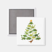 Cute Dino Christmas Tree Merry Dinomas Xmas Lights Magnet (Vorderseite/Rückseite)