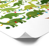 Cute Dino Christmas Tree Merry Dinomas Xmas Lights Poster (Ecke)