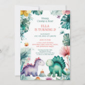 Cute Dino Jungle Birthday Fun Einladung (Vorderseite)