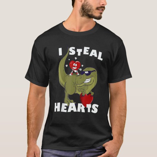 Cute Dino Kids I Steal Heart Little Boys Valentine T-Shirt (Vorderseite)