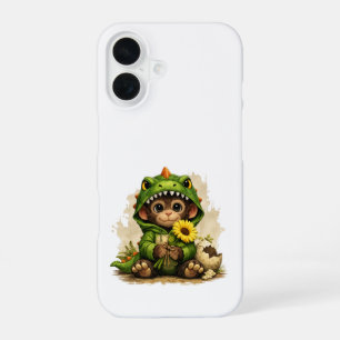 Cute Dino Monkey iPhone 16 Case – Kawaii Animal Hülle