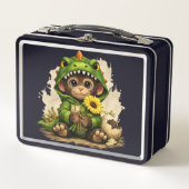 Cute Dino Monkey Kids Lunch Box – Kawaii Animal (Vorderseite)