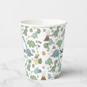 Cute Dino Pattern Customizable Birthday Paper Cup Pappbecher (Links)