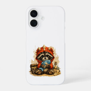 Cute Dino Raccoon iPhone Case – Kawaii Pirate 16 Hülle
