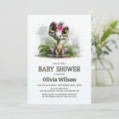 Cute Dinosaur Baby Shower Invitation Einladung (Stehend Vorderseite)