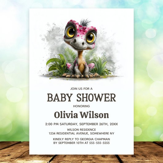Cute Dinosaur Baby Shower Invitation Einladung