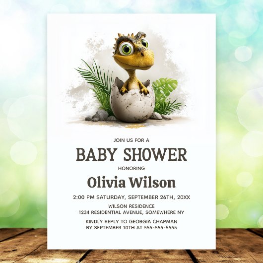 Cute Dinosaur Baby Shower Invitation Einladung