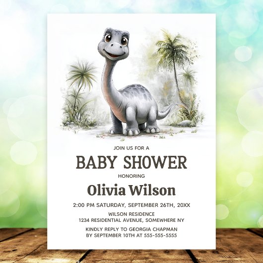 Cute Dinosaur Baby Shower Invitation Einladung