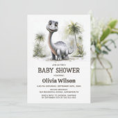 Cute Dinosaur Baby Shower Invitation Einladung (Stehend Vorderseite)