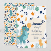 Cute Dinosaur Birthday Invitation  Einladung (Vorne/Hinten)