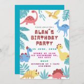 Cute Dinosaur Birthday Invitation Einladung (Vorne/Hinten)