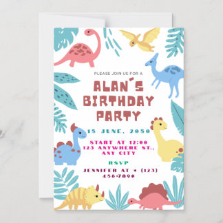 Cute Dinosaur Birthday Invitation Magneteinladung