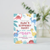 Cute Dinosaur Birthday Invitation Postkarte (Stehend Vorderseite)
