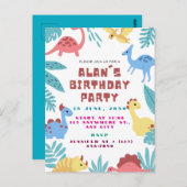 Cute Dinosaur Birthday Invitation Postkarte (Vorne/Hinten)