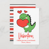 Cute Dinosaur Boys Kids Classroom Valentines Day Mitteilungskarte (Vorne/Hinten)