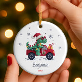 Cute dinosaur christmas lights custom keramik ornament