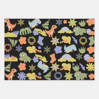 Cute Dinosaur Christmas Wrapping Paper Geschenkpapier Set