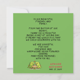 Cute Dinosaur Couple Wedding Thank You Card Dankeskarte