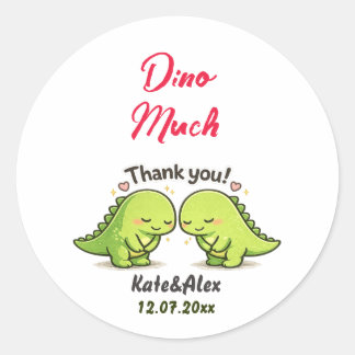Cute Dinosaur Couple Wedding Thank You Runder Aufkleber