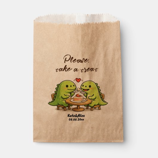 Cute Dinosaur Couple Wedding Treat Geschenktütchen (Vorderseite)