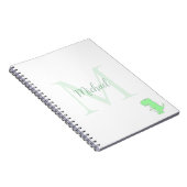 Cute Dinosaur Custom Name Initial Notizblock (Rechte Seite)
