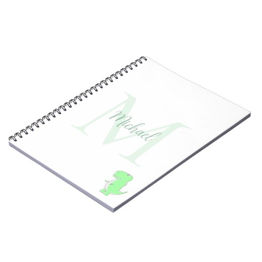 Cute Dinosaur Custom Name Initial  Notizblock (Linke Seite)