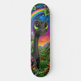 Cute Dinosaur Fantasy Mountains Cool Children Art Skateboard