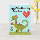 Cute Dinosaur Grandson Valentine Card Karte (Gelbe Blume)