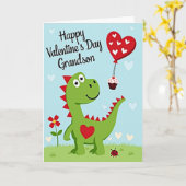 Cute Dinosaur Grandson Valentines Card Karte (Gelbe Blume)