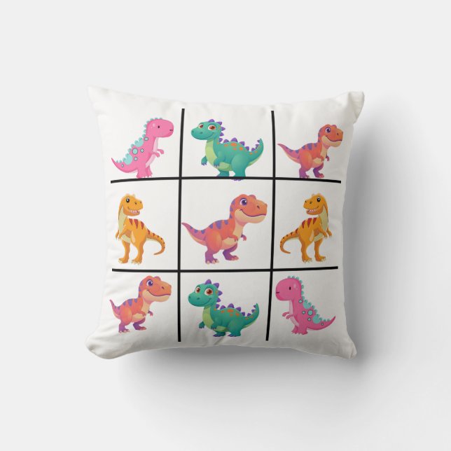 Cute Dinosaur Grid Design with Nine Colorful Dino  Kissen (Vorderseite)