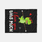 Cute Dinosaur I Love You This Much Valentines Day  Fleecedecke (Vorderseite (Horizontal))