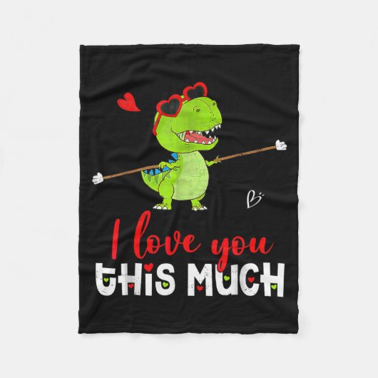 Cute Dinosaur I Love You This Much Valentines Day  Fleecedecke (Vorderseite)