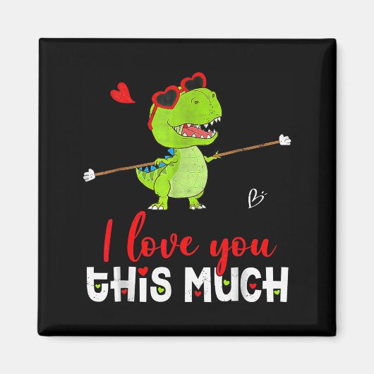 Cute Dinosaur I Love You This Much Valentines Day Magnet (Vorne)