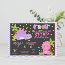 Cute Dinosaur Joint Birthday  Einladung