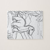 Cute Dinosaur Jungle Animal Coloring Puzzle (Horizontal)