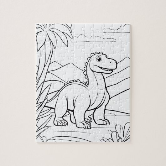 Cute Dinosaur Jungle Animal Coloring Puzzle (Vertikal)