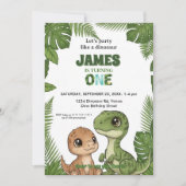 Cute Dinosaur Jungle First Birthday Invitation Einladung (Vorderseite)