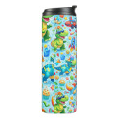 Cute Dinosaur Kids Pattern Thermosbecher (Nach links gedreht)