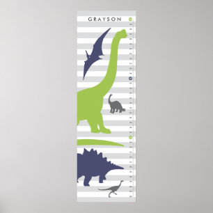 Cute Dinosaur Nursery Growth Chart - Dino Decor Poster