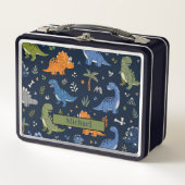 Cute Dinosaur Pattern Colorful  Metall Brotdose (Vorderseite)