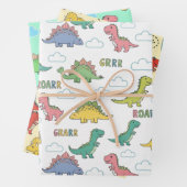 Cute Dinosaur Pattern Gift Wrap for Kids Birthday Geschenkpapier Set (Beispiel)